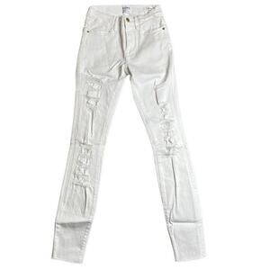 Frame Womens Lehigh Skinny Fit Distressed Frayed Hems White Jeans Size 24 New‎